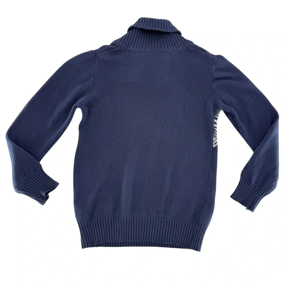 The Childrens Place Boys Navy Blue Fair Isle Snowflake Shawl Collar Sweater 7/8‎